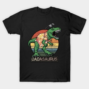 Retro Dadasaurus T Rex Dinosaur in Funny Dad Fashion for Cool Fathers T-Shirt